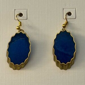 Myra Bag Royal Blue and Gold Earrings, New in Packaging